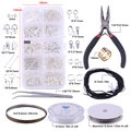 DIY jewelry making tool kit with pliers, tweezers, and silver jewelry findings in a storage box - Set (with Tools) / Silver