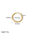 Technische Nahaufnahme mit 19,2mm Durchmesser und 1,5mm Dicke der 18k Gold-Creole für Damen - 19.2mm Rohrstärke 1.5mm Goldener Reif (TE6018-16-20)