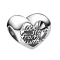 Perla a cuore vuota in argento con incisione Love starts from within per gioielli fai-da-te - Cuore Traforato Argento (010)