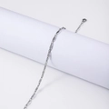 Minimalist silver stainless steel textured link chain displayed on white pedestal - 45+5cm / 3.0mm Handmade Lip Chain / Steel