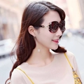 Fashionable oversized round sunglasses for women with red gradient lenses and gold accents - Fox Style Tea