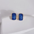 Orecchini vintage in argento 925 con smalto blu cielo stellato e finiture dorate - Blu chiaro