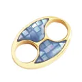 Golden pig nose connector with iridescent purple mosaic inlay for DIY jewelry - Inlaid Pig Nose / Gold Light Blue Shell