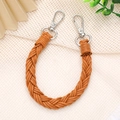 Handwoven brown leather wrist strap with silver metal clasps on a textured background - 14mm / Brown (K2630)