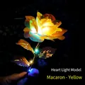 Luminous macaron yellow rose with LED lights and heart shaped base for gifts - Macaron Yellow + Heart Light