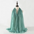 Wrinkled cotton linen scarf in aqua green with frayed edges and soft texture - Aqua Green