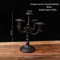 Vintage black 5-arm cast iron candelabra for dining table decor, size 31cm height - Rusty Black 5-Arm Candelabra