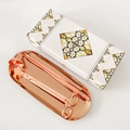 Kit d'entretien pour bougies or rose avec coupe-mèche et éteignoir sur plateau - Ensemble de 4 Pièces avec Boîte (Plateau Ovale + Cloche) / Or rose