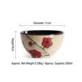 Japanese ceramic 11cm rice bowl with red plum blossom pattern and 300ml capacity - 4.5 Inch / Red Plum Stone