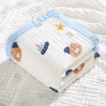 Soft 6-layer cotton gauze baby blanket with blue bear prints and quilted texture - 6-Layer Wide Edge 110*110cm / Goodnight Bear