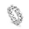 Anello a catena barbazzale in acciaio al titanio argento lucido per uomo e donna minimalista - Colore Acciaio Kr100672-wgqf / Taglia 6