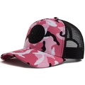 Gorra trucker de camuflaje rosa con malla negra y parche de logotipo redondo en relieve - Camuflaje Rosa