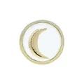 Gold-plated round bead with white enamel finish and golden crescent moon charm design - Moon / White