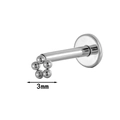 Titanium piercing stud with a 3mm metal ball flower design and flat back base - 3mm (582-6#) / Silver