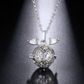 Collier argenté avec pendentif boule étoilée ailée pour diffuseur d'aromathérapie - Argent Planète Creuse Ailée (34)