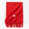 Sciarpa rossa effetto cashmere con frange e un'etichetta in tessuto di design - Senza Etichetta / Rosso Arancio