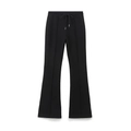 Detail of black flare pants featuring drawstring waist and middle seam stitching decoration - XS / Black Pants