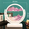 3D round quicksand art decor in purple and white, 20.2cm diameter glass sandscape - 8 Inch White Frame Rotate Purple