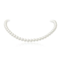 Elegant minimalist white round pearl necklace with high luster and mirror reflection - 8mm / Silver Necklace