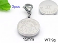 Set de 3 colgantes del zodiaco Géminis en acero inoxidable con cierres de langosta - Géminis / Color Acero