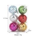Detailed view of colorful Christmas disco ball ornaments set in transparent packaging box - 4cm Six-color Disco Balls 6pcs/box