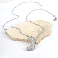 Sparkling silver initial J pendant necklace with cubic zirconia on a beaded chain - Letter J