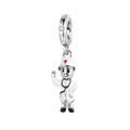 Detail of silver S925 doctor charm with red cross and stethoscope for DIY bracelets - Cartoon Doctor (CYT220)