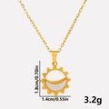 Detaillierte Maße des 304 Edelstahl-Sonnenanhängers mit Perlmutteinlage - Gold-Weiße Perlmutt-Halskette