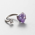 Silver horseshoe ring earring with purple heart gemstone and round clear crystal - Purple Heart & Clear Round (3#)