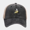 Casquette de baseball en mesh à la mode avec broderie banane et panneaux respirants d'été - Motif Banane