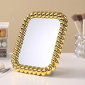 Miroir de table doré rectangulaire avec cadre torsadé pour coiffeuse de chambre - Carré / Doré