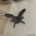 7.5cm Liquid metal butterfly hair claw clip in gunmetal black finish for women - Hollow Butterfly / 7.5cm / Black