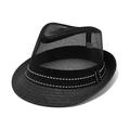 Cappello Fedora in rete nera traspirante con cuciture bianche e tesa larga per la protezione - M (56-58cm) / Nero
