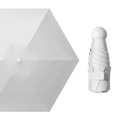Compact white five-fold mini capsule umbrella in both open and folded minimalist views - Without Box / 6 Ribs Ordinary Black Glue / Off White