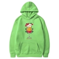 Green Christmas hoodie for men and women with Santa's Shandy graphic and drawstring hood - S / Tops / Grass Green - Santa's Shandy Print (33)