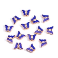Blue enamel butterfly beads with evil eye pattern in gold finish for jewelry making - Butterfly / Sapphire Blue