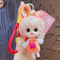 Süßer Puppen-Schlüsselanhänger mit Fuchs-Ohren und buntem Handschlaufe-Design - Fuchs-Stil / Orange