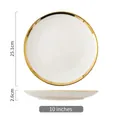 Minimalistischer 10-Zoll weißer Keramik-Speiseteller mit edlem Goldrand-Detail - Goldrand 10 Zoll (25,1 cm)