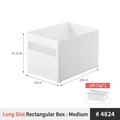 White medium rectangular cabinet storage box with handle, size 28x14x15.2cm for organization - Long Hole Rectangular Box - Medium (4824) / 15.2x14x28cm
