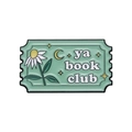 Mint green ticket-shaped enamel pin with daisy and moon for book club enthusiasts - Mint Green-YA BOOK CLUB