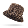Chapeau bob en fausse fourrure léopard pour femme en tons marron et beige chaud - Léopard Café
