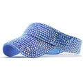 Detail of blue sun visor hat featuring sparkling AB rhinestones and crystal decorations - Blue Base with AB Rhinestones (11)