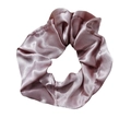Elegant dusty pink satin fabric scrunchie with smooth glossy texture for women hair - Dusty Pink