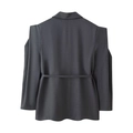 Vue arrière du blazer gris foncé avec épaulettes structurées et détail de ceinture fine - S / Hauts / Gris