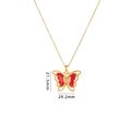Collana a farfalla dorata con ali in cristallo rosso e dettagli in pietra zircone - Rosso