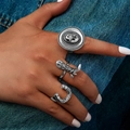Vintage Western-Ring-Set mit silbernem Hut, Stiefeln und Hufeisen-Designs - 3-teiliges Set / Antik Silber