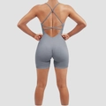Tuta da yoga grigio scuro con schiena scoperta, arricciatura push-up e spalline - XS / Grigio