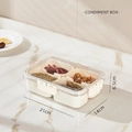 Cream white 4-compartment condiment box with clear lid for kitchen storage 21x14x6.5cm - 4 Compartments / Single Piece