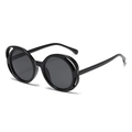 Schicke ovale Sonnenbrille mit schwarzem Hohlrahmen und grauen Gläsern im 2024 Retro-Design - Schwarzer Rahmen Schwarz-graue Linse