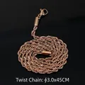 Cadena de cuerda en acero inoxidable oro rosa 3mm 45cm con cierre de langosta - 3.0mm*45cm / Oro rosa
